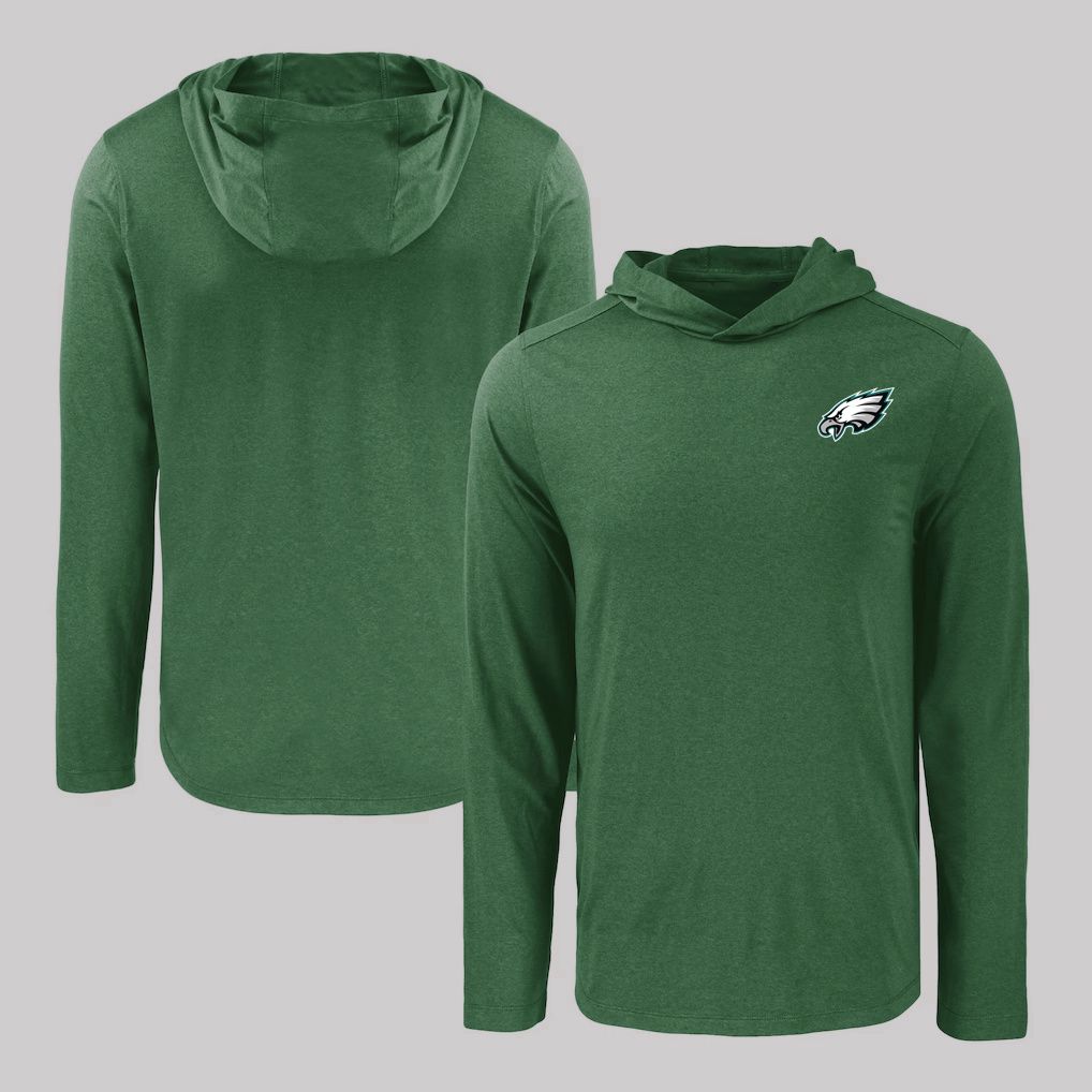 Men 2026 NFL Philadelphia Eagles Hooded long sleeved T-shirt green 06
